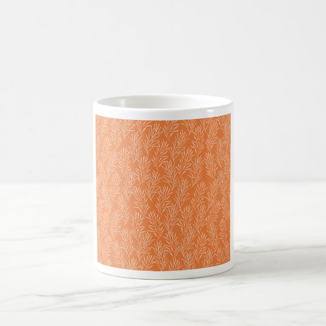 Terracotta Orange Botanical Leaf Pattern Coffee Mug (Creator Uploaded)