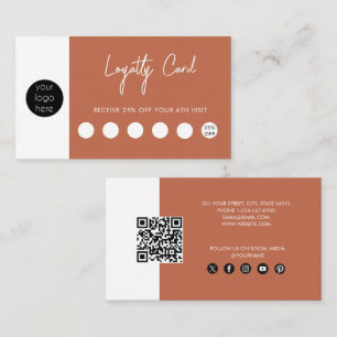 Terracotta Orange Business Logo QR Code Loyalty Business Card