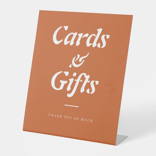 Terracotta Orange Cards and Gifts Pedestal Sign (Front)
