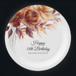 Terracotta Orange Fall Flowers 18th Birthday Paper Plate<br><div class="desc">Elegant terracotta orange watercolor flowers create a bold floral statement on this fall floral custom birthday paper plate.</div>
