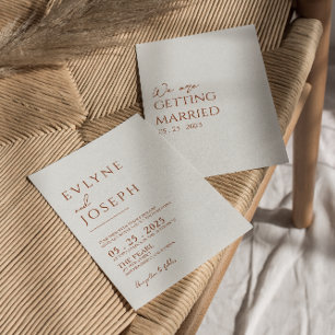 Terracotta Orange Minimalist Boho Rust Wedding Invitation