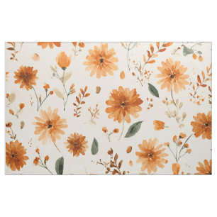 Terracotta Orange Peach Wildflower Boho Floral Fabric