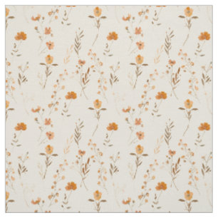 Terracotta Orange Peach Wildflower Boho Floral Fabric