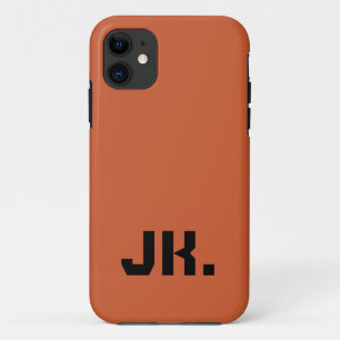 Terracotta Orange Solid Colour Minimal Initial Case-Mate iPhone Case