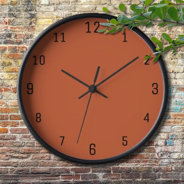 Terracotta Orange Solid Colour Warm & Earthy Desig Clock (Creator Uploaded)