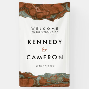 Terracotta Orange & Teal Minimalist Marble Welcome Banner