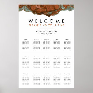 Terracotta Orange & Teal Minimalist Seating Chart
