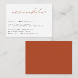 Terracotta Orange Wedding Accommodations Enclosure Card