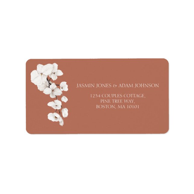 Terracotta Orchid Wedding Address Label (Front)