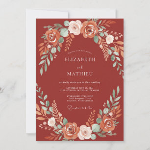 Terracotta Ornate Harvest Wedding Invitation