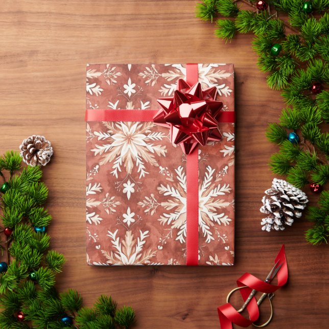 Terracotta Painted Snowflake Holiday Christmas Wrapping Paper (Holiday Gift)