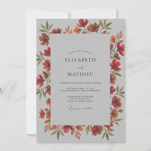 Terracotta Painted Wildflower Wedding Invitation (Front)