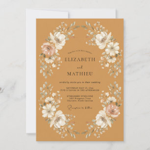 Terracotta Painterly Bloom Wedding Invitation