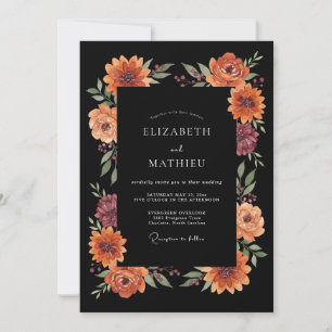 Terracotta Painterly Blooms Wedding Invitation