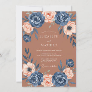 Terracotta Painterly Botanical Autumn Wedding Invitation