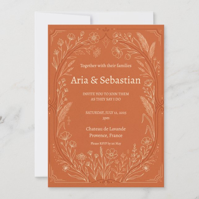 Terracotta Paisley Wedding Invitation (Front)
