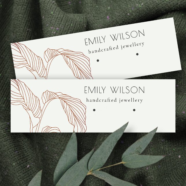 Terracotta Palm Leaf Sketch Stud Earring Display Mini Business Card (Creator Uploaded)