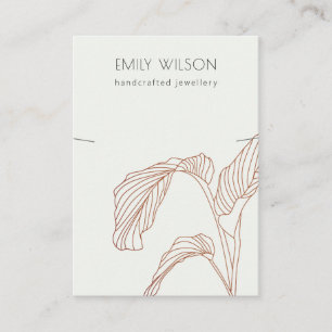 Terracotta Palm Leafy Sketch Band Necklace Display Business Card