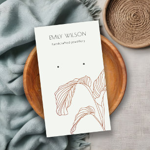 Terracotta Palm Leafy Sketch Earring Display Business Card