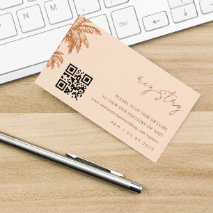 Terracotta Palm Tree Qr Code Wedding Gift Registry Enclosure Card