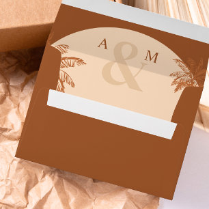 Terracotta Palm Trees & Ampersand Monogram Wedding Envelope