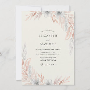 Terracotta Pampas Boho Dusty Eucalyptus Wedding Invitation