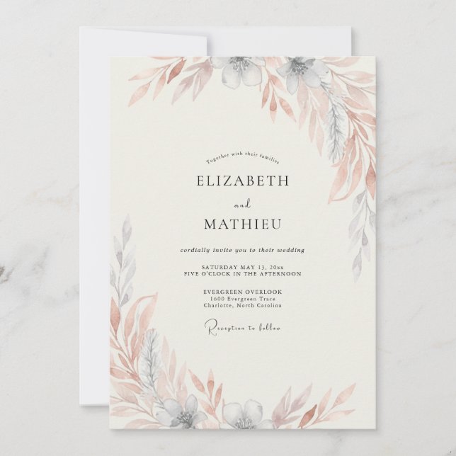 Terracotta Pampas Boho Dusty Eucalyptus Wedding Invitation (Front)