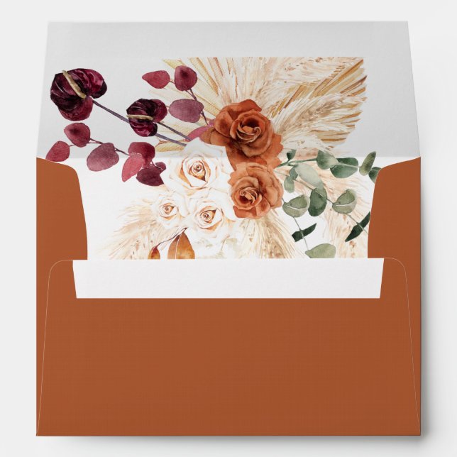 Terracotta Pampas Boho Envelope Burnt Orange (Back (Bottom))