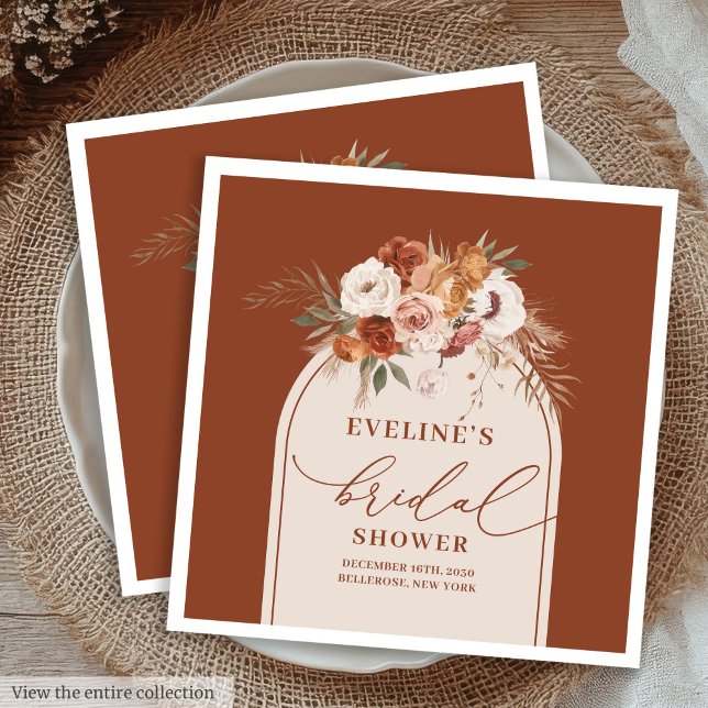 Terracotta Pampas Boho Napkins for Bridal Shower (Terracotta Pampas Boho Napkins for Bridal Shower)