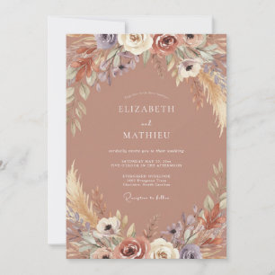 Terracotta Pampas Boho Sage Wedding Invitation