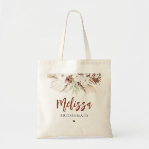 terracotta pampas bridesmaid tote bag