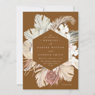 Terracotta Pampas Dried Grass Floral Jungle Invitation