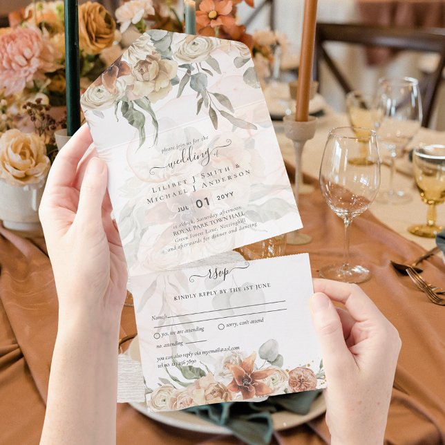 Terracotta Pampas Grass BOHO Wedding All In One Invitation (Creator Uploaded)