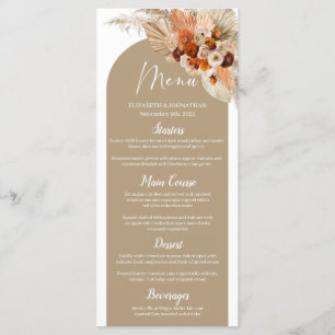 Terracotta pampas grass burnt orange Boho Arch Menu