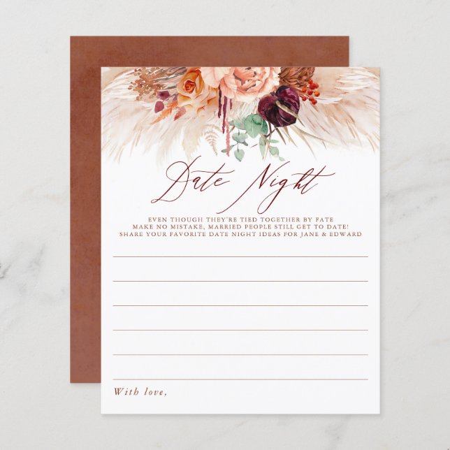 Terracotta Pampas Grass Floral Date Night Ideas (Front/Back)