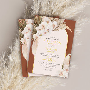 Terracotta Pampas Grass Floral Tropical Wedding