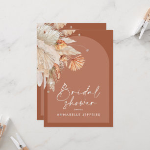 Terracotta pampas grass modern bridal shower invitation
