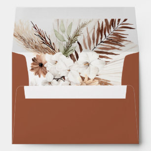Terracotta Pampas Grass Rust Boho Envelope