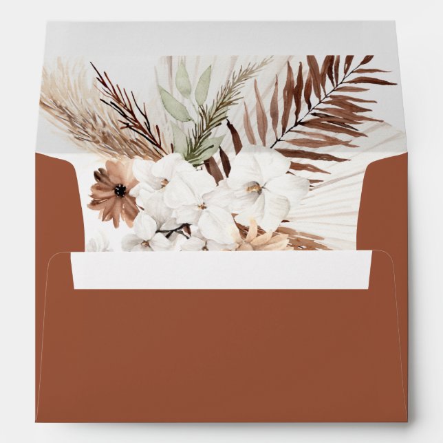 Terracotta Pampas Grass Rust Boho Envelope  (Back (Bottom))