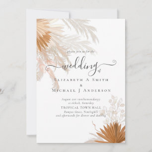 Terracotta Pampas Grass Tropical Wedding Invitation