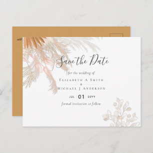 Terracotta Pampas Grass Tropical Wedding Postcard
