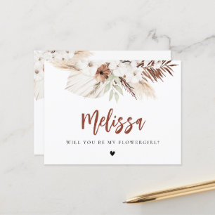 terracotta pampas grass will you be my flowergirl postcard