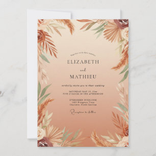Terracotta Pampas Leaf Wedding Invitation