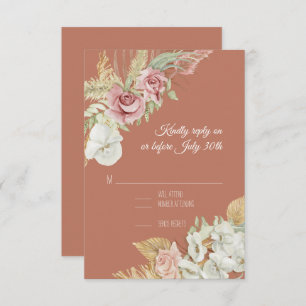 Terracotta Pampas Palm Rose Wreath Foliage RSVP
