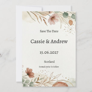 Terracotta Pampas Wedding Save The Date