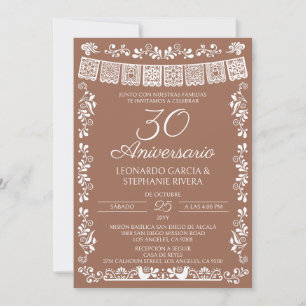 Terracotta Papel Picado 30th Anniversary Invitation