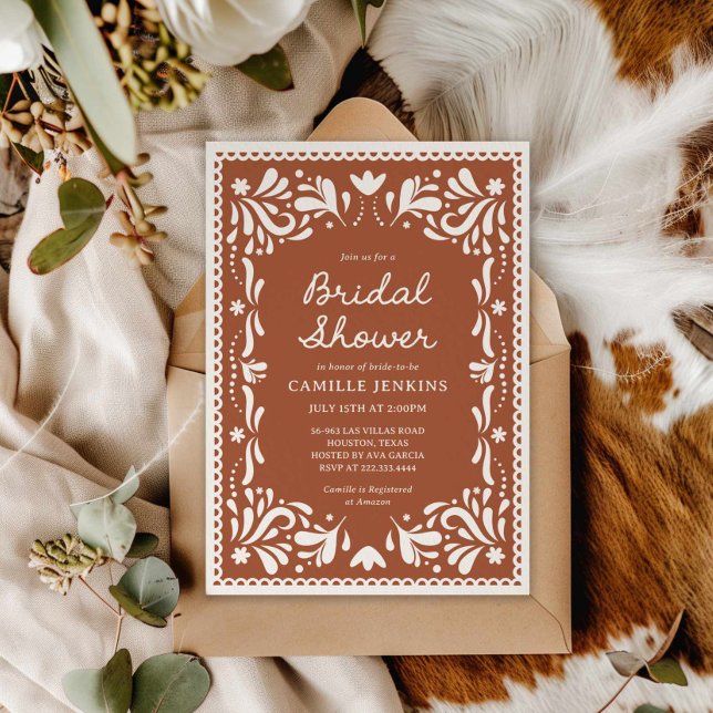 Terracotta Papel Picado Bridal Shower Invitation (Terracotta)