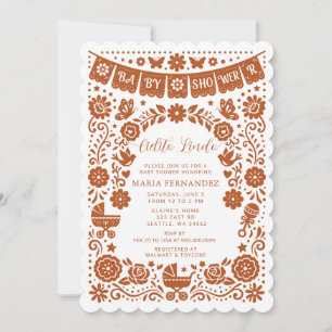 Terracotta Papel Picado Cielito Lindo Baby Shower Invitation