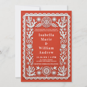 Terracotta Papel Picado Desert Wedding Invitation