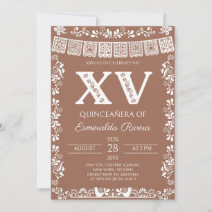 Terracotta Papel Picado Quinceañera XV Birthday Invitation